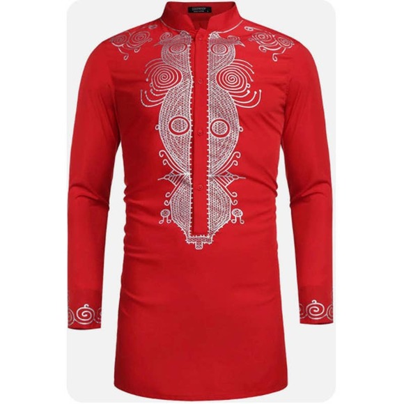 Long Sleeve African Dashiki With Mandarin Collar- Medium - Picture 1 of 6